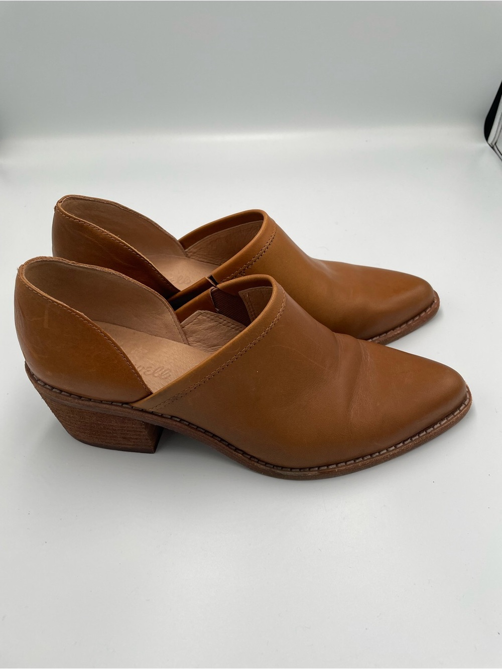Madewell The Brady Lowcut Bootie Women's Size 6.5 Brown Leather Heel Slip On